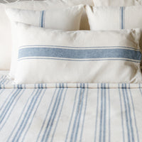 Thumbnail for Colonial Blue Cream Grain Sack Stripe Bed Cover Queen CQ165014