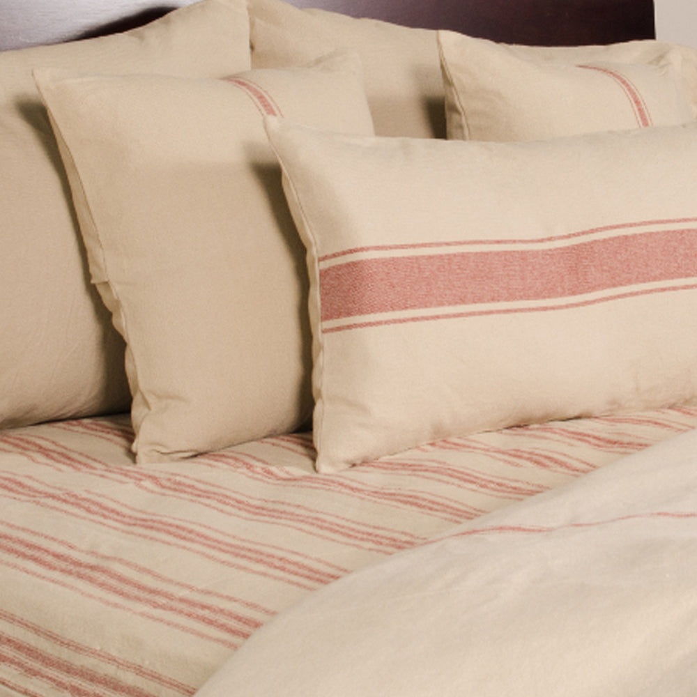 Oat Barn Red Grain Sack Solid Duvet Cover (Tie Closure)