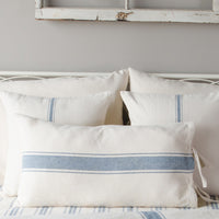 Thumbnail for Colonial Blue Cream Grain Sack Solid Duvet Cover (Tie Closure)