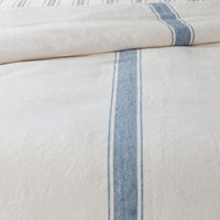 Thumbnail for Colonial Blue Cream Grain Sack Solid Duvet Cover (Tie Closure)
