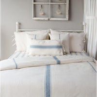 Thumbnail for Colonial Blue-Cream Grain Sack Solid Duvet Cover (tie closure) - Interiors by Elizabeth