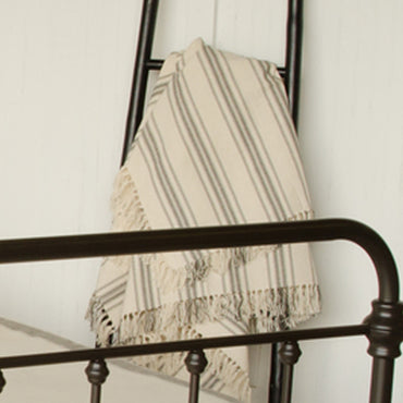 Grain Sack Stripe Cream Pewter Queen Duvet Cover DQ165065