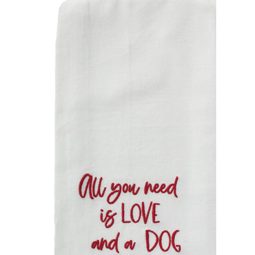 Red All you need love dog towel  Set of 2 ET000019