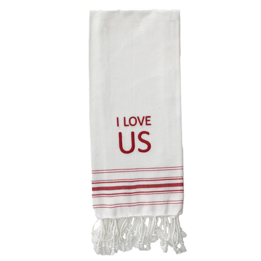 Red I Love Us Towel - Interiors by Elizabeth