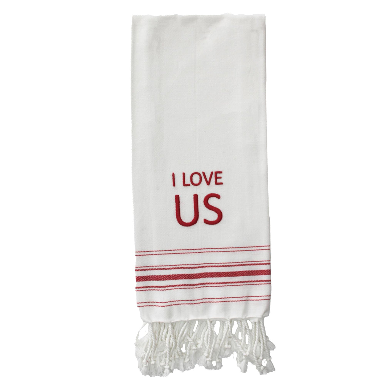 Red I Love Us Towel - Interiors by Elizabeth