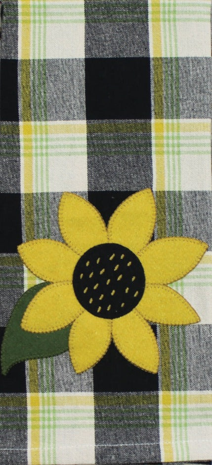 Sunflower Buffalo Check Towel - Interiors by Elizabeth