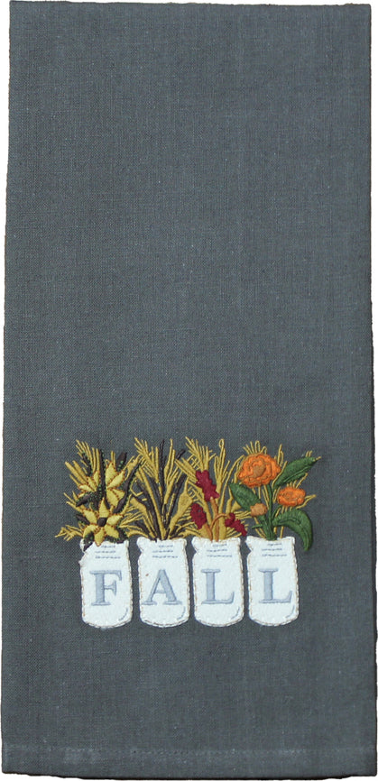 Fall Mason Jar  Gray towel  - Interiors by Elizabeth