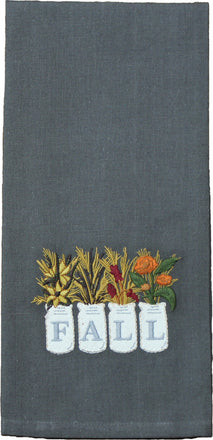 Fall Mason Jar  Gray towel  - Interiors by Elizabeth