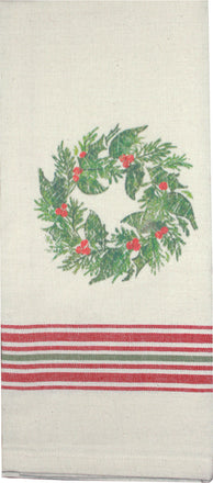 Holiday Grain Sack Cream, Red, Grn towel  - Interiors by Elizabeth