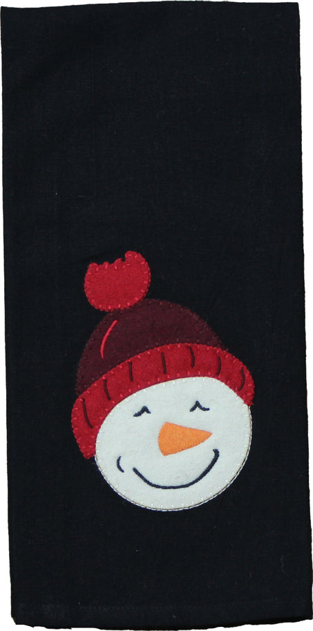 Snowman   Black towel  - Interiors by Elizabeth
