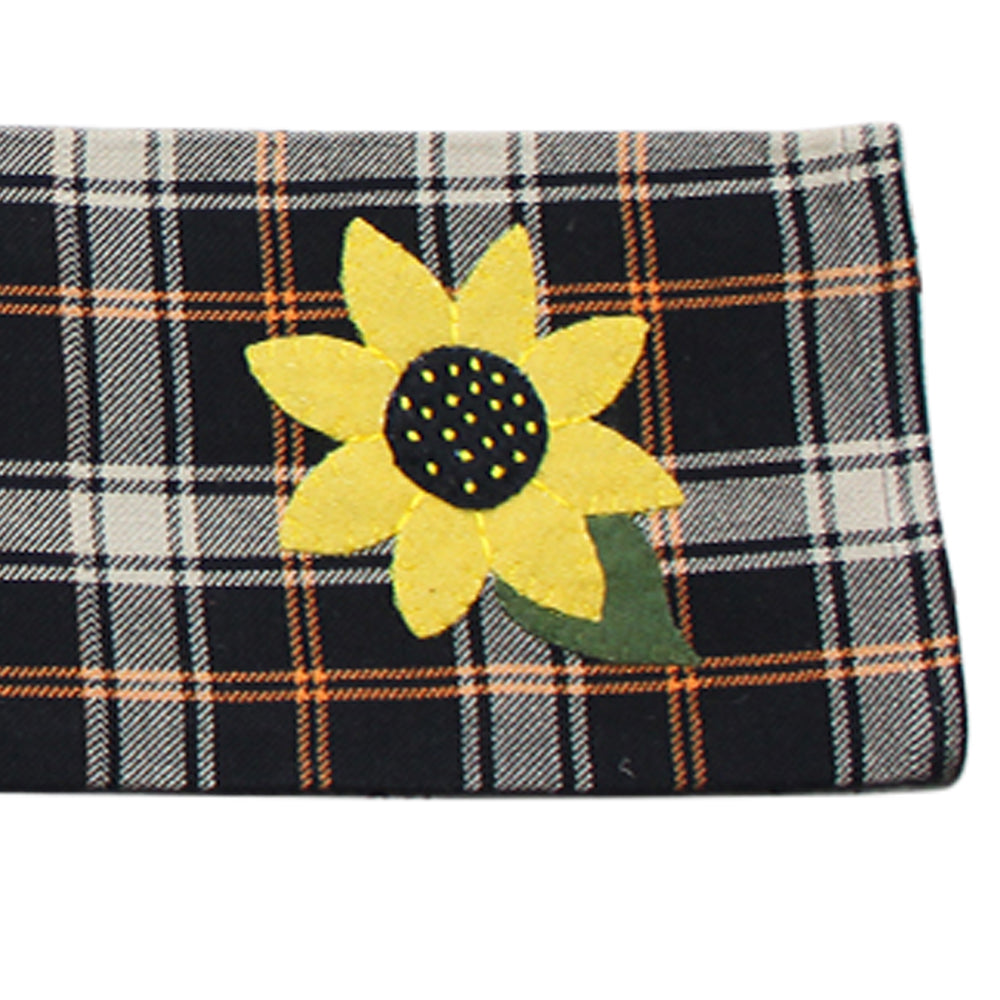 2 in 1 Primitive Fall Plaid Sunflower, Jack-o-lantern Towel Set of two