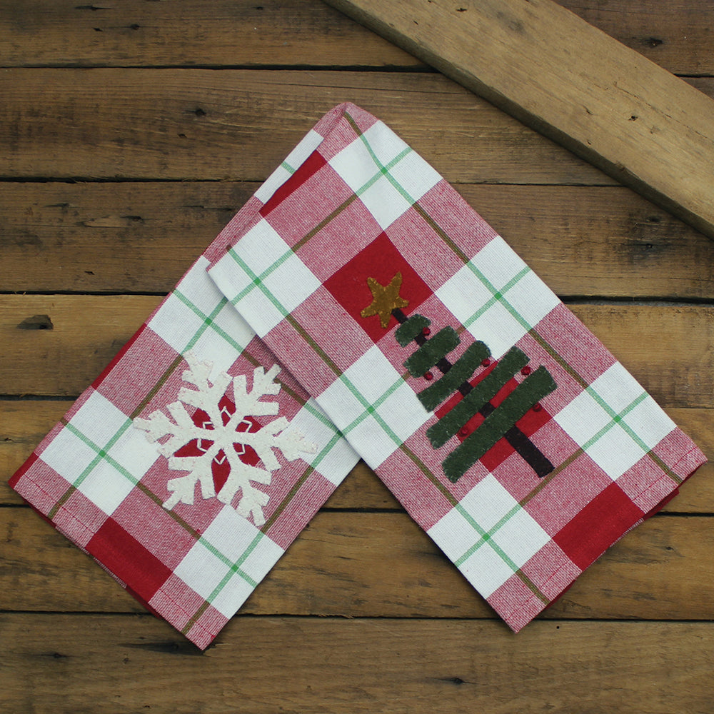 2 in 1 Christmas Buffalo Check Tree, Snowflake Towel Towel - Interiors by Elizabeth