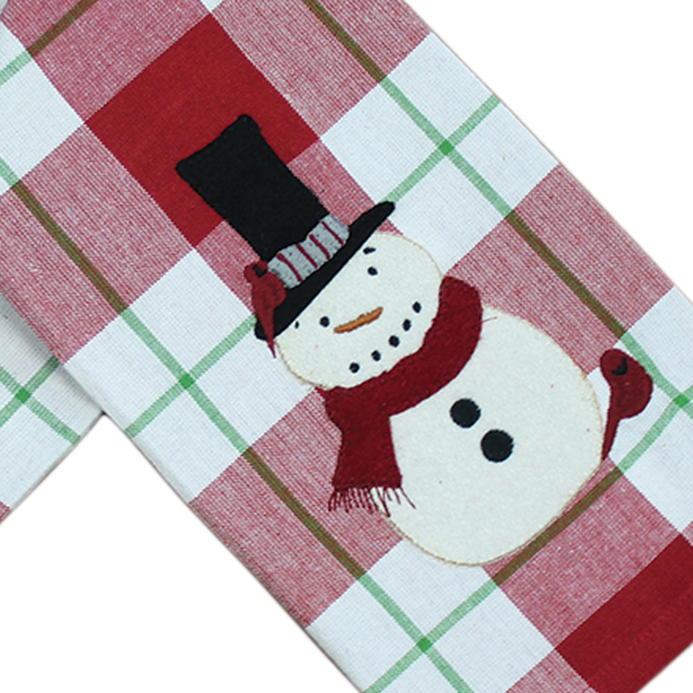 2 in 1 Christmas Buffalo Check  Holly, SnowmanTTowel Set of two