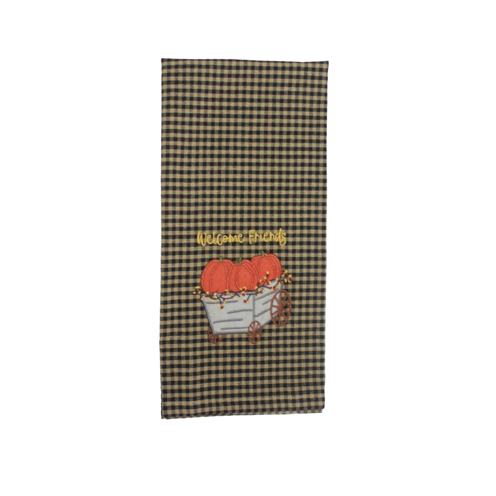 F Welcome Friends Pumpkin Cart Towel - Interiors by Elizabeth