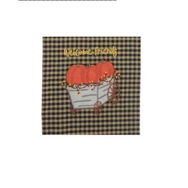 F Welcome Friends Pumpkin Cart Towel  Set of 2 ET332503
