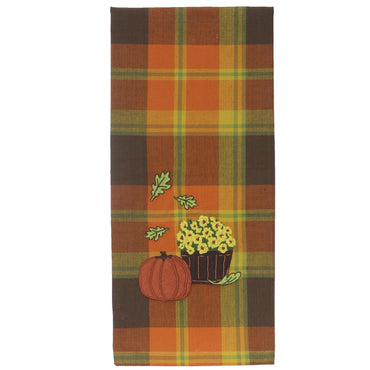 F Autumn Plaid Mums Towel - Interiors by Elizabeth