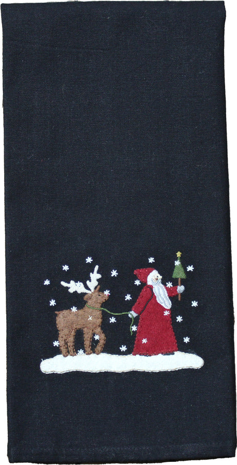 Christmas Friends Black towel  - Interiors by Elizabeth