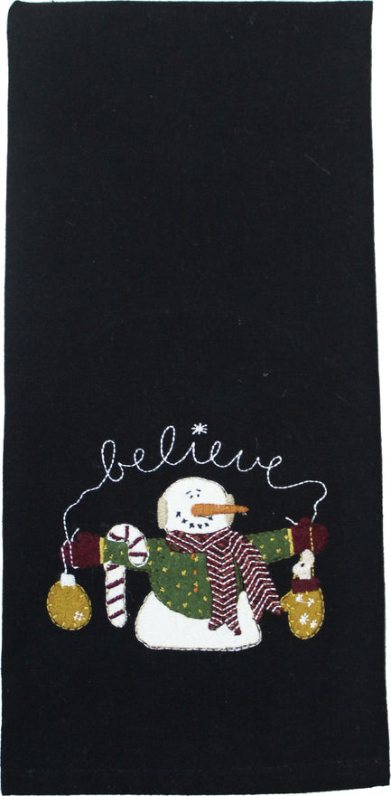 Snowman Believe Black towel  - Interiors by Elizabeth