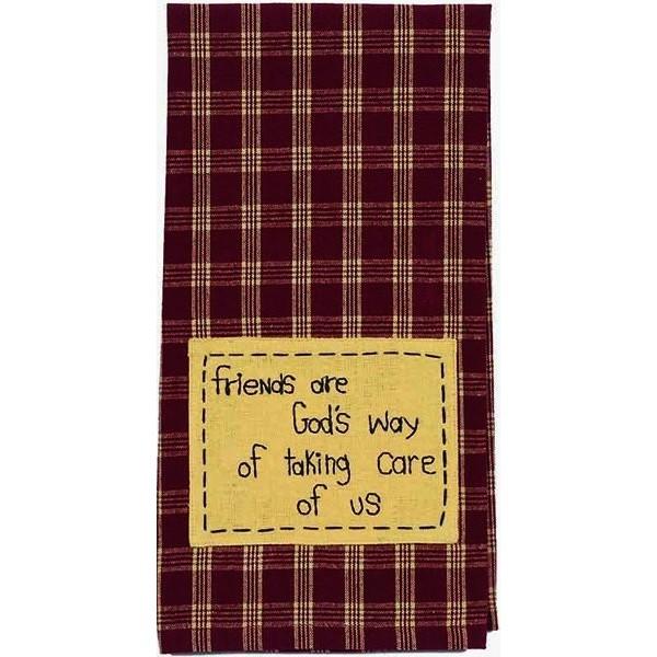Barn Red-Nutmeg Friends are God's Way Towel - Set of Two - Interiors by Elizabeth