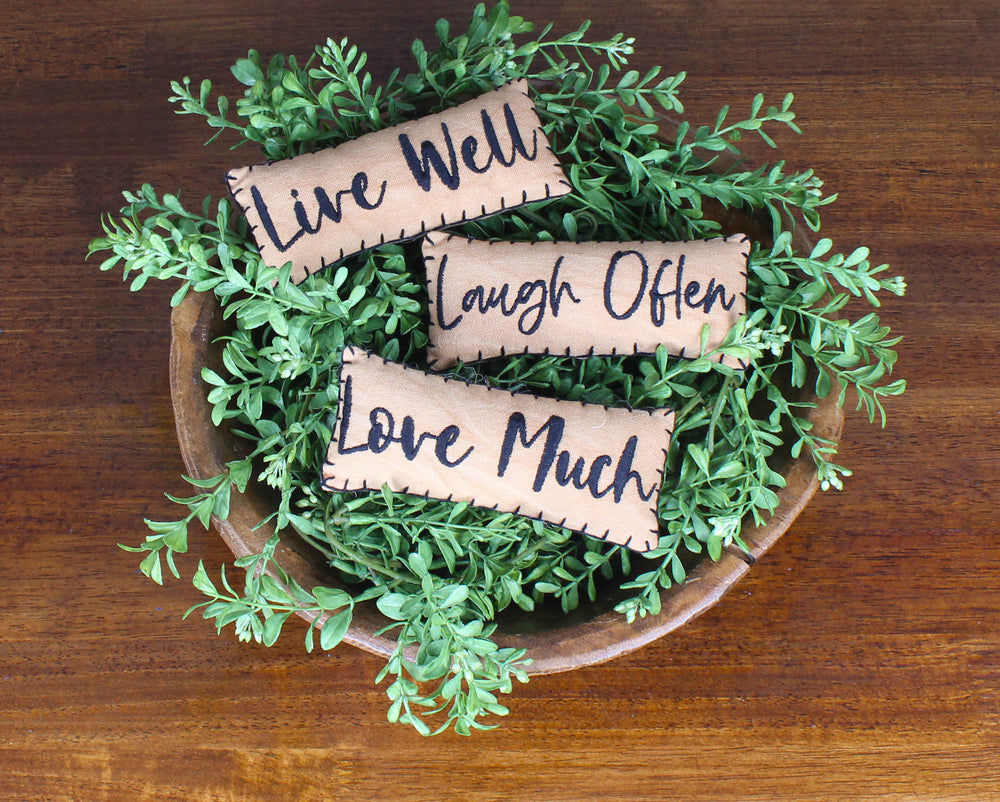Live Love Laugh Fill Set Tea Dyed Home Accents  - Interiors by Elizabeth