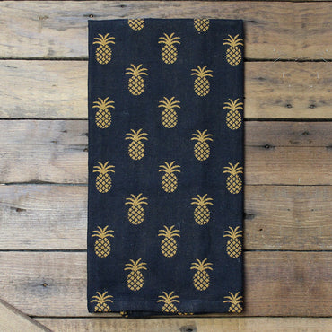 Pineapple Town Black Towel - Interiors by Elizabeth