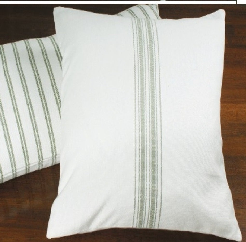 Grain Sack Sage Sage Lumbar Pillow Cover  - Interiors by Elizabeth