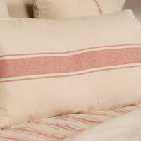 Thumbnail for Oat Barn Red Grain Sack Stripe Lumbar Pillow Cover