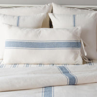 Thumbnail for Colonial Blue-Cream Grain Sack Stripe Lumbar Pillow Cover - Interiors by Elizabeth