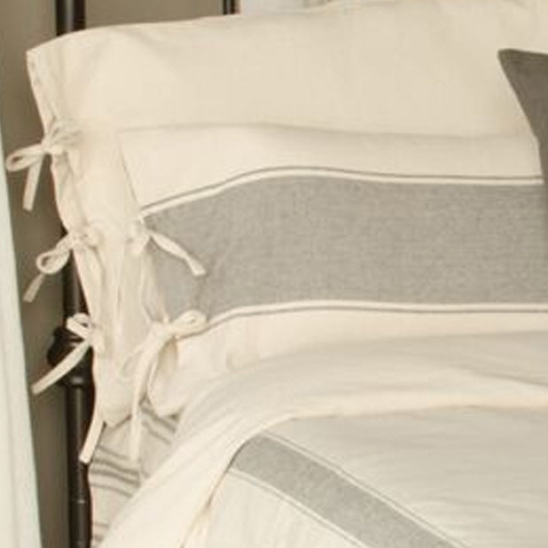 Grain Sack Stripe Cream Pewter Lumbar Pillow Cover LC165065