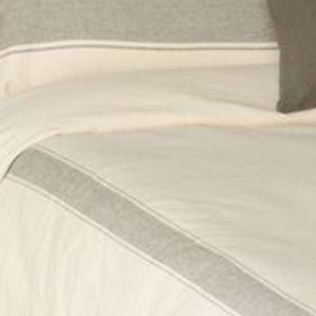 Grain Sack Stripe Cream Pewter Lumbar Pillow Cover