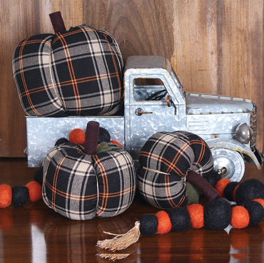 Primitive Fall Plaid Pumpkin Ornament - Interiors by Elizabeth