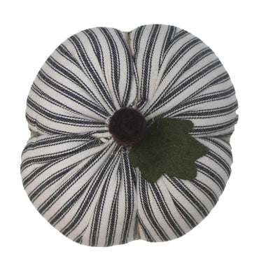 F White Black Ticking Pumpkin 6 Inx4 In - Interiors by Elizabeth