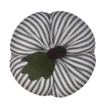 F White Black Ticking Pumpkin 8 Inx6 In - Interiors by Elizabeth