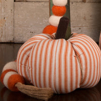Thumbnail for Cream Orange Ticking Pumpkin 4X3 Ornament