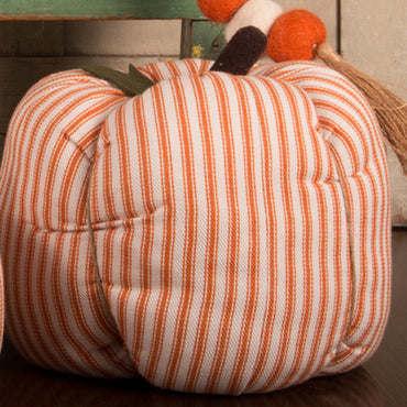 Cream Orange Ticking Pumpkin 6X4 Ornament ONRE0319
