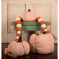 Thumbnail for Cream Orange Ticking Pumpkin 8x6 Ornament-  Interiors by Elizabeth