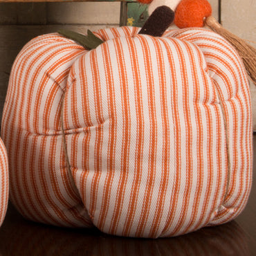 Cream Orange Ticking Pumpkin 8X6 Ornament ONRE0320