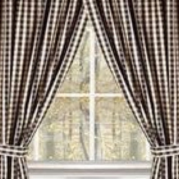 Black-Nutmeg Heritage House Check Black 63" Panels - Lined - Interiors by Elizabeth