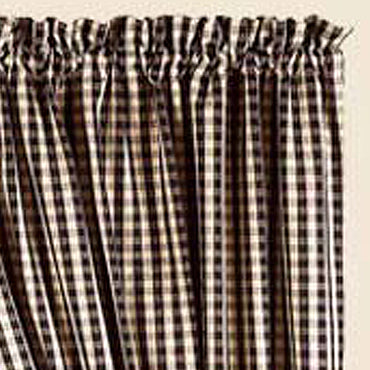 Black Nutmeg Heritage House Check Black 63" Panels Lined - Interiors by Elizabeth