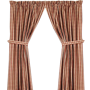 Barn Red Nutmeg Heritage House Check Barn Red 63" Panels Lined - Interiors by Elizabeth