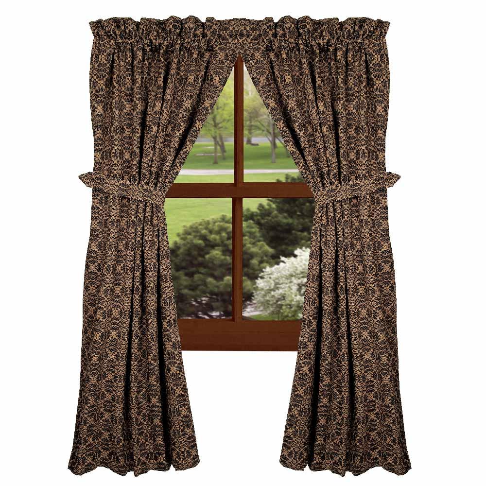 Black-Tan Marshfield Jacquard 63" Panels - Lined - Interiors by Elizabeth