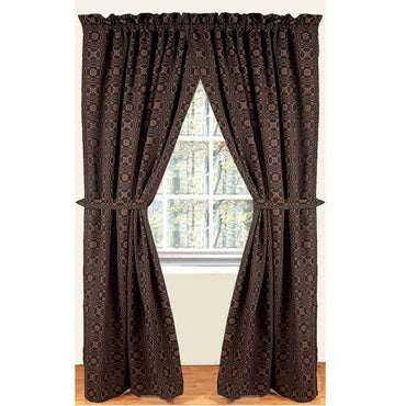 Black - Mustard Lover’???s Knot Jacquard 63" Panels - Lined - Interiors by Elizabeth