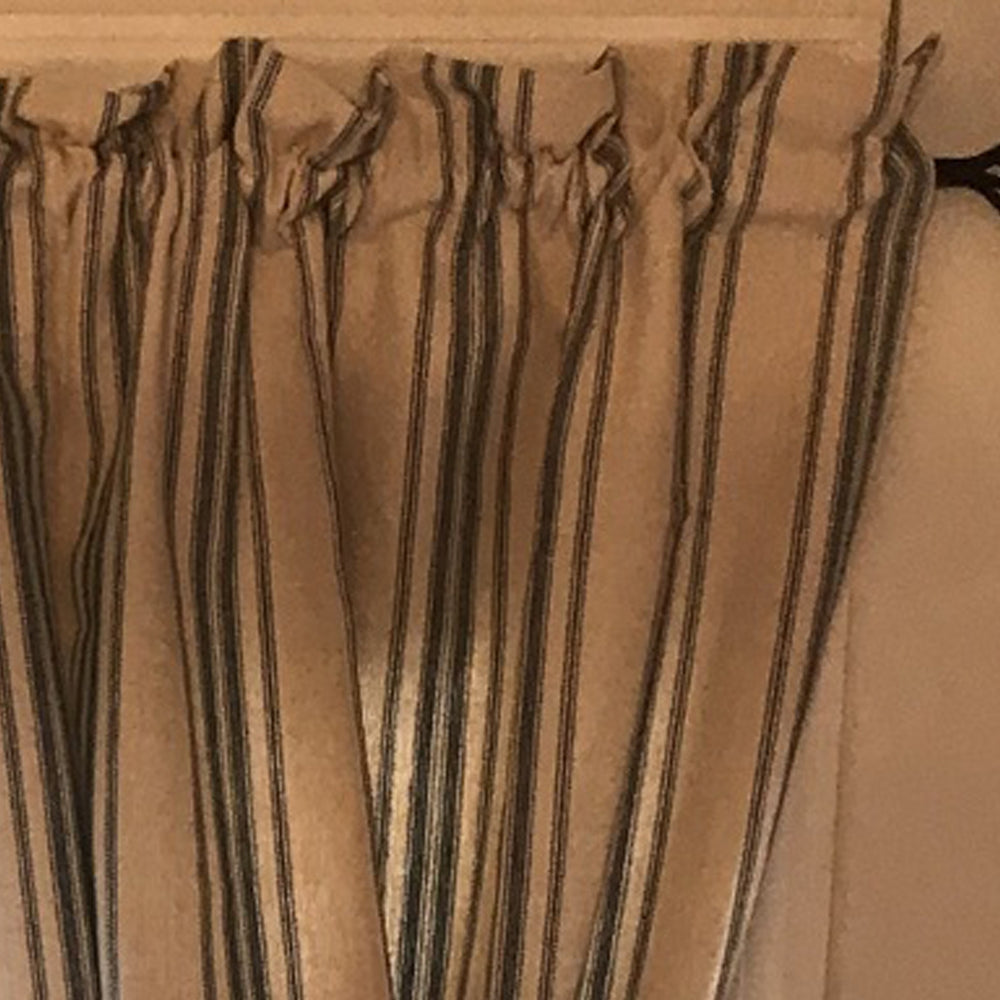 Grain Sack Stripe 72" X 63" (2 Pcs) (Pair Of Fabric Tiebacks Included) Cream Colonial Blue P6165014