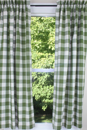 Buffalo Check Sage Sage Panels  - Interiors by Elizabeth