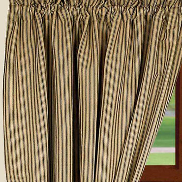 Black Nutmeg York Ticking 63" Panels Lined - Interiors by Elizabeth