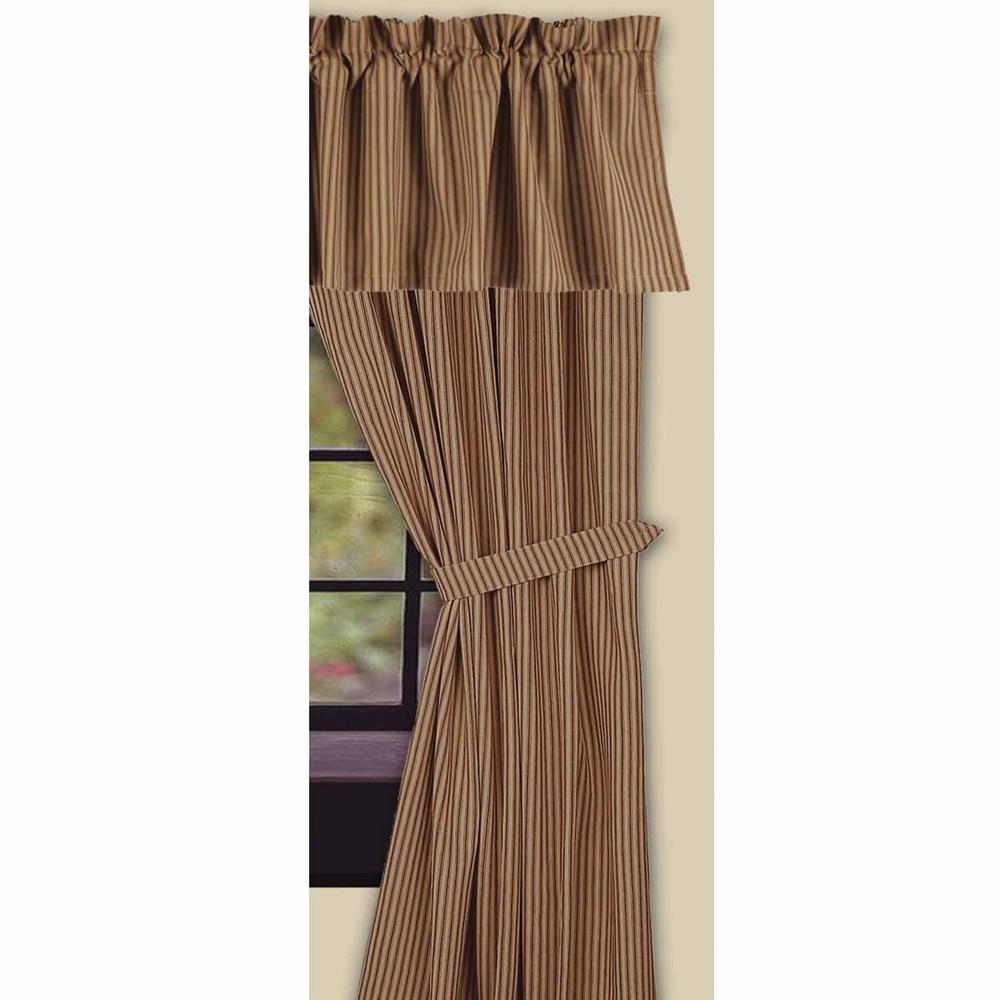 Barn Red-Nutmeg York Ticking 63" Panels - Lined - Interiors by Elizabeth