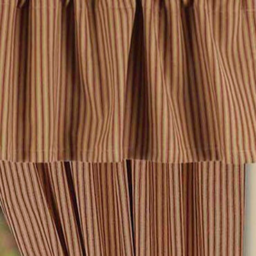 Barn Red Nutmeg York Ticking 63" Panels Lined - Interiors by Elizabeth
