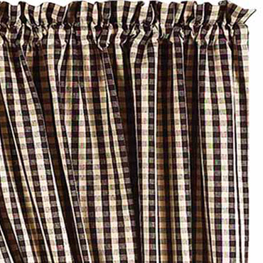 Black Nutmeg Heritage House Check Black Drapery 86" Panels Lined - Interiors by Elizabeth