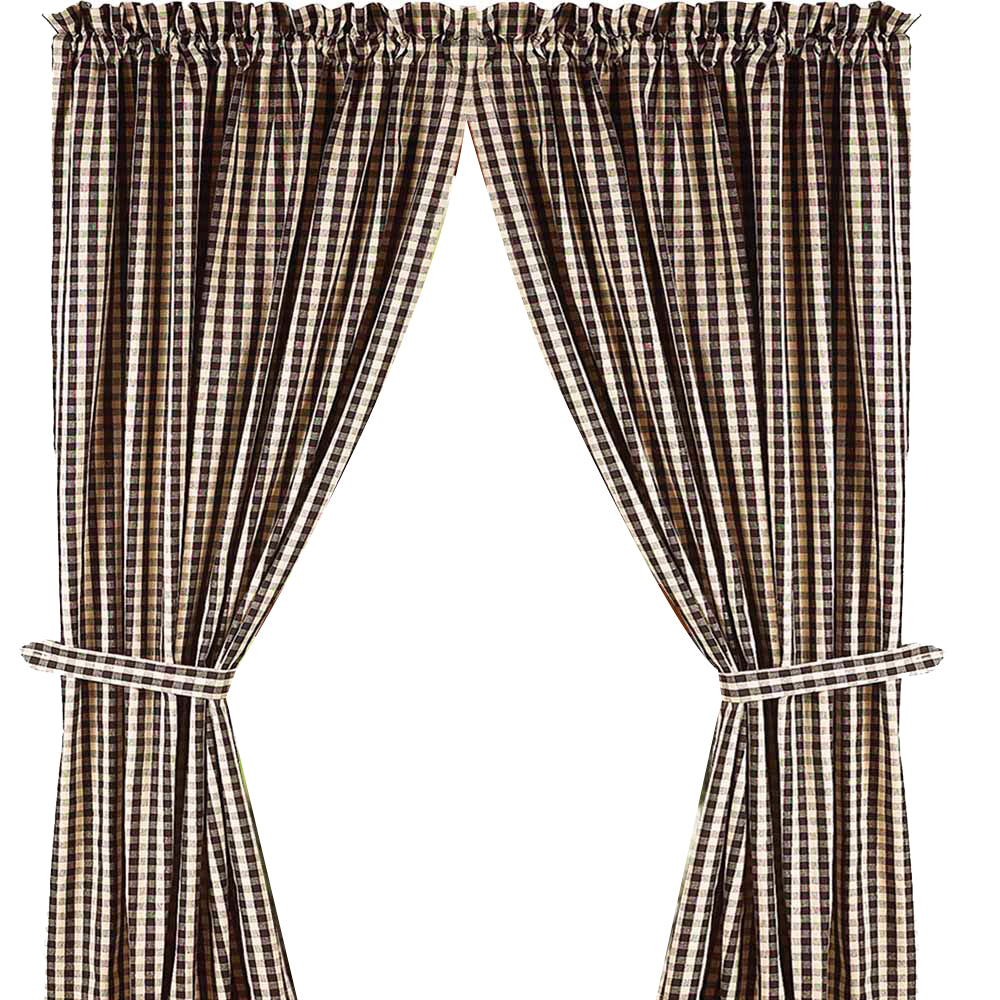 Black Nutmeg Heritage House Check Black Drapery 86" Panels Lined - Interiors by Elizabeth