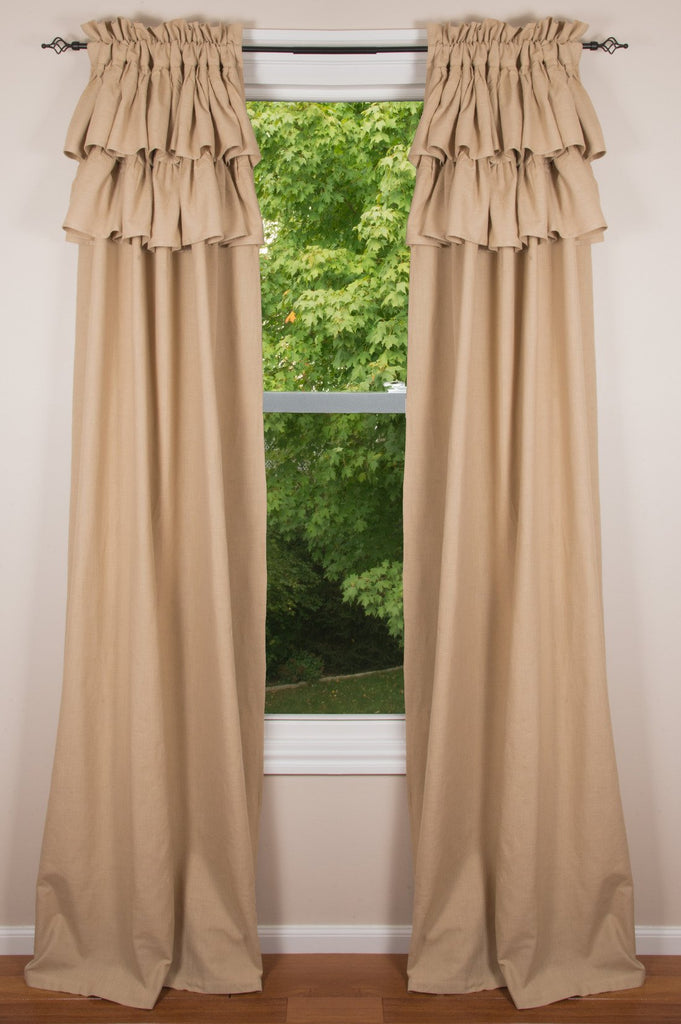 Meadowpark Drapery panel 84 unlined double ruffle top-  Interiors by Elizabeth